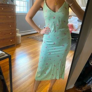Reformation green floral slip dress